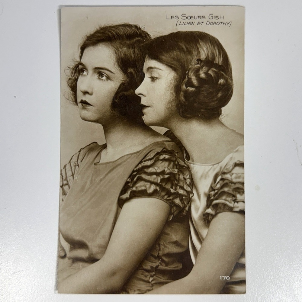 Antique Lilian & Dorothy Gish Postcard Silent Film Stars Cinémagazine Paris